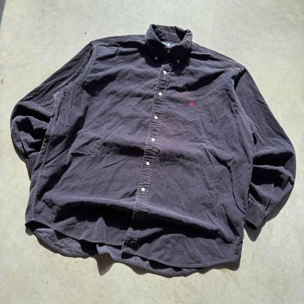 Polo Ralph Lauren Blaire Corduroy Shirt Mens‎ Navy Blue Long Sleeve Button Down
